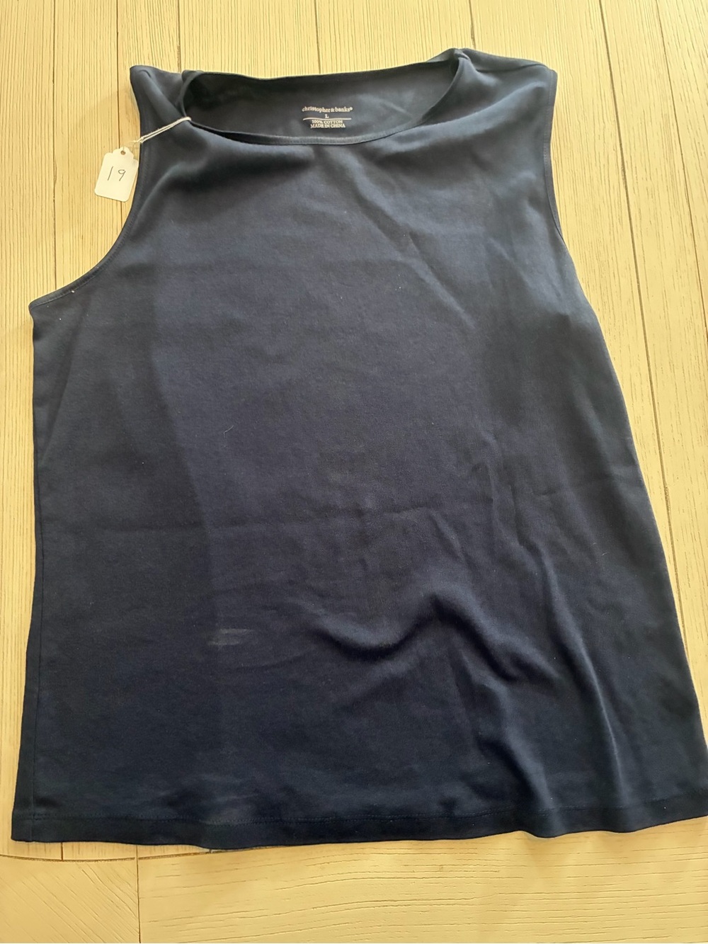 Christopher & Banks Navy Sleeveless Boatneck Tank